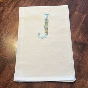 Embroidered DG Collections 100% Cotton 27"x27" Flour “J” Monogram Towel